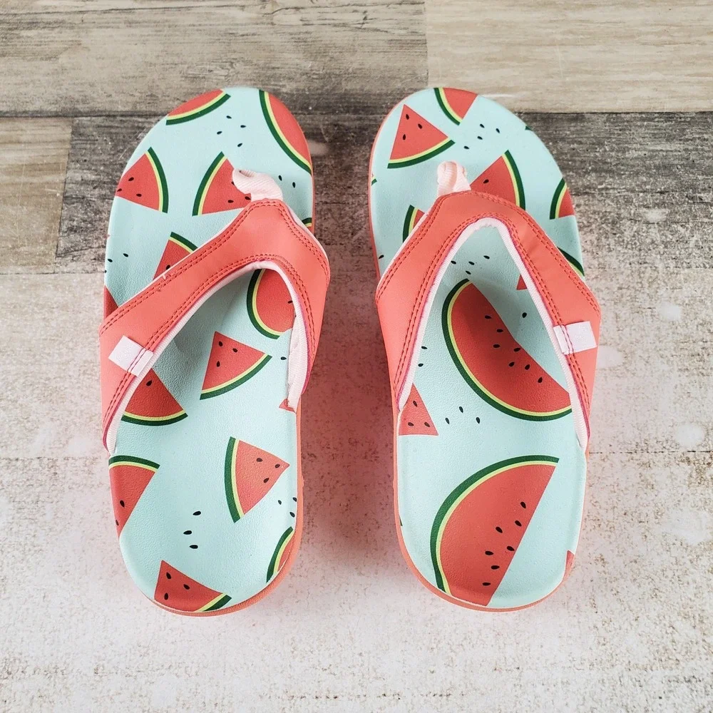 Spenco Yumi Fruitopia Womens Flip Flop Sandals Sz 5 B Vibrant Watermelon Slip On